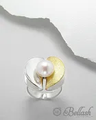 Anillo Artesanal de Plata Ley 925 Chapado en Oro de 18K y Perla de Agua Dulce - 925 Sterling Silver Plated with 18K Gold and Freshwater Pearl Handmade Ring - ID: 25382354 Bellash