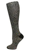 12" Soft Comfort Compression Socks Leopard Print Grey