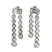 Bezel Set Double Drop Earrings