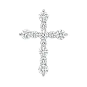 14K White Gold Round Diamond Cross Pendant