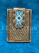 3D D250009802 Mens Smart Wallet Blue Diamond Inlay Brown