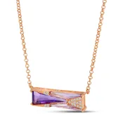 Rose Gold Trillion Amethyst & Diamond Geometric Necklace — Creative Jewelers