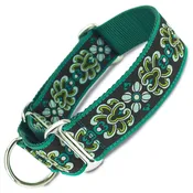 1.5" Wide Martingale Collar, Teal Damask