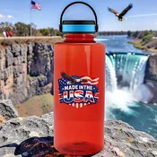 Baboon- Bulk Custom Full Color Printed 36oz Bottle with Grip Lid, MADE IN THE USA