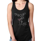Womens T-Shirt Bling Black Fitted Tee 40th Birthday Heels Martini