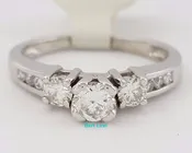 0.50 ct 14K White Gold Three-Stone Round Brilliant Cut Diamond Engagement Ring