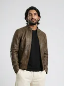 Alex Distressed Brown Leather Biker Jacket