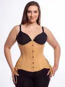 Beige Cotton Hourglass Curve Longline Underbust Corset with Hip Ties : CS-426