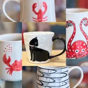 Hand-painted Coffee & Tea Mugs, from Bat Trang, Vietnam