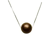 0.7mm 925 Silver Box Chain 18″ w/ 12mm Black Silver MOP Shell