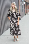 Floral Kimono Wrap Midi Dress