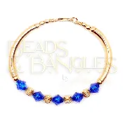 All Gold Corrugated Bangle with Birthstone