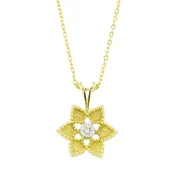 0.15ctw Round Diamond Solitaire Flower Pendant in 18K Yellow Gold - Chain Not Included