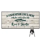 A Fisherman Lives Here Key Hanger