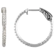 14KW 3/4 ctw Inside/Outside Diamond Hoop Earrings I1 H+