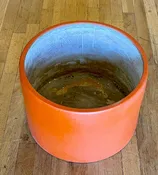 1950's Rare Early Architectural Pottery Cylinder Planter Orange & Bisque — Klassik