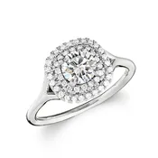18KT White Gold Double Halo Diamond Engagement Ring