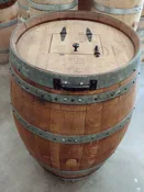 Rustic 59-60 Gallon Wine Barrel Hinged Lid Trash Can