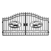 14x8 ft Dual Swing Driveway Steel Gate with Ox Pattern