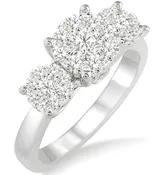 1.0 CTW 14KW Past Present & Future Lovebright Essential Diamond Engagement Ring