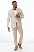 Tan Performance Stretch Wedding Suit Coat
