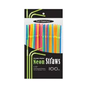 10.25″ FLEXIBLE DRINKING STRAWS<BR>ASSORTED NEON COLORS