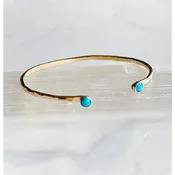 Bonnie Boardman Jewelry - Turquoise Hammered Open Cuff (Gold)