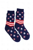 AMERICAN FLAG PATTERN SLIPPER SOCKS - 6 pr pack