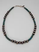 10mm Pearls + Turquoise Necklace by Paige Wallace