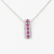 14KT White Gold Ruby & Diamond Necklace