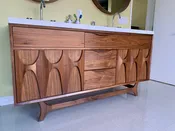 Brasilia Style Double Sink Vanity W/ Wood Pulls