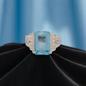 Abigail | Platinum | Aquamarine and Natural Diamond | Ring