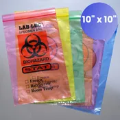 10″ X 10″ Reclosable 2-Wall Specimen Transfer Bag (Biohazard)
