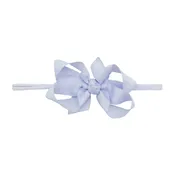 1/4" Nylon Headband with Grosgrain Hair Bow - Powder Orchid