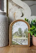 Arch Top Vintage Print on Wood – Farmhouse Pond