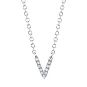 0.03CT 14K W/G DIAMOND NECKLACE - INITIAL V