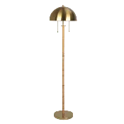 Allure 2-Light Floor Lamp, Gold Brass, Natural Rattan Tube , Double On/Off Pull Chain