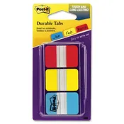3M Post-it Durable Tabs Red Yellow Blue 1 in x 1.5 in 22/tabs/per color 3/colors/per/pk