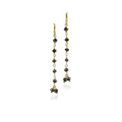 Black Diamond Yellow Gold Linear Drop Earring