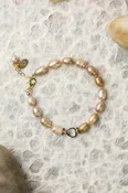 Alchemy 7.5-8.5" Pearl & Abalone Heart Gold Filled Beaded Bracelet