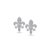 14k White Gold Diamond Fleur-de-lis Earrings