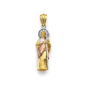 14K Tri-Color Gold CZ St. Jude Thaddeus 3D Figure Pendant