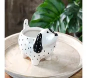 8.1" WH SPOTTED DOG PLANTER. PDDK04