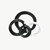 100 foot rolls. 1/2-inch or 3/4-inch in Black or White Poly Tubing