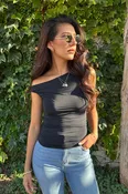 Aura One Shoulder Tank- Black