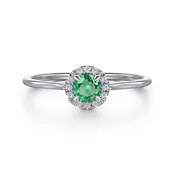 14k White Gold Diamond and Emerald Halo Ring – LR51264W45EA