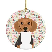 Beagle Tricolor #1 Christmas Ceramic Ornament