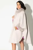 Cashmere & Wool Blend Cape with Fox Fur Trim