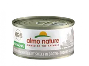 Almo HQS Natural Cat Grain Free Tuna and Whitebait Smelt In Broth Canned Cat Food