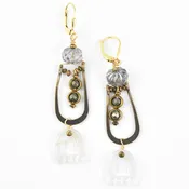 1920's Vintage Glass and Brass Earrings